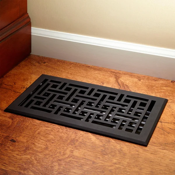 Wicker Style Cast Iron Floor Register in 4x22 x 14x22 (5-1/8x22 x 15-5/8x22 Overall), Signature Hardware 393402