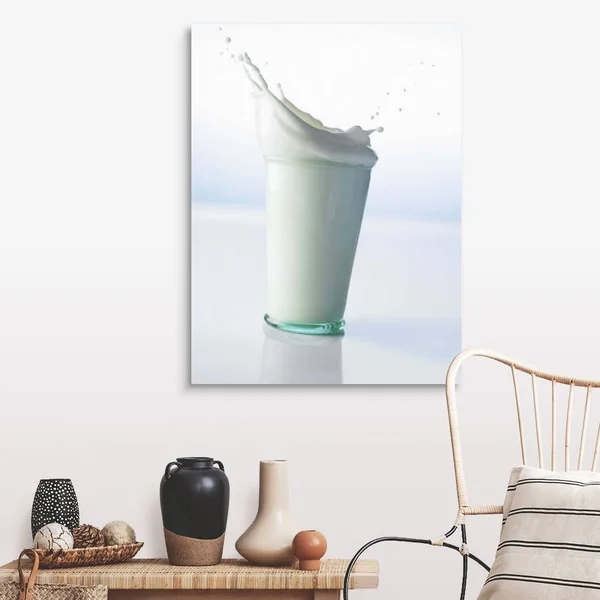 Milk splashing in glass, Large Solid-Faced Canvas Wall Art Print, Great Big Canvas