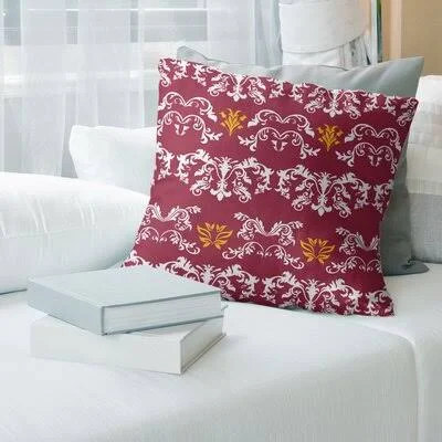 Arizona Football Baroque Square Pillow Cover East Urban Home Color: Red/White/Yellow - Size: 26x22 x 26