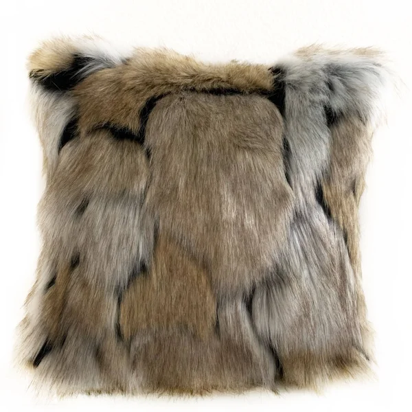 Plutus 12x22 x 20x22 Wild Wolf Animal Faux Fur Luxury Throw Pillow in Black