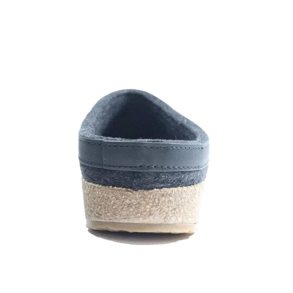 HAFLINGER Grizzly Torben Graphite Wool Unisex Slip On Mule Slippers Wi