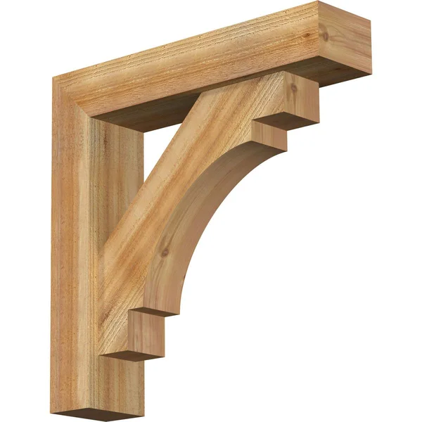 Ekena Millwork 1463049 6x22W x 26x22D x 26x22H Merced Block Rough Sawn Bracket w/ Offset Brace, Western Red Cedar