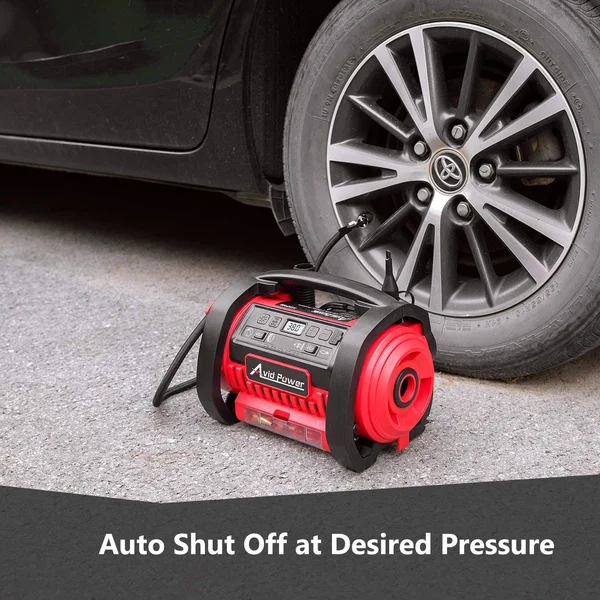 Avid Power Tire Inflator Air Compressor - 12V DC, 110V AC Dual Power Tire Pump