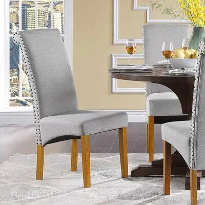 Bibbi Linen Upholstered Solid Wood Parsons Chair Red Barrel Studio Upholstery Color: Gray