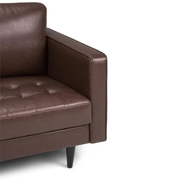 Simpli Home Blaine Loveseat, Distressed Cognac Faux Air Leather