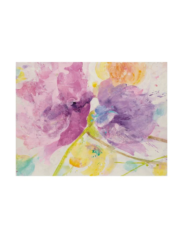Trademark Fine Art 'Spring Abstracts Florals I' Acrylic Painting Print on Wrapped Canvas - Purple