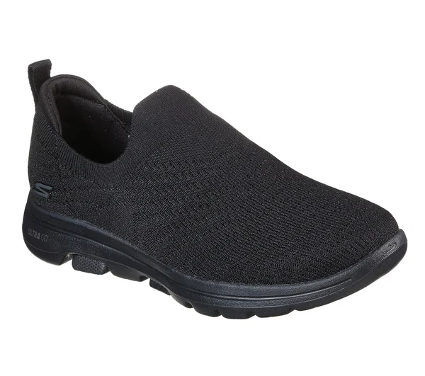 Skechers Women's GOwalk 5 Coastal View Walking Sneaker, Black/Black