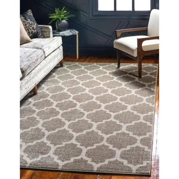 Unique Loom Philadelphia Trellis Area Rug Black 8& x 8& Round 8& Round Indoor Living Room - Bedroom, Dining Room