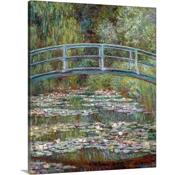 GreatBigCanvas Bridge Over A Pond of Water Lili 30-in H x 24-in W Abstract Print on Canvas, 2467237-24-24X30