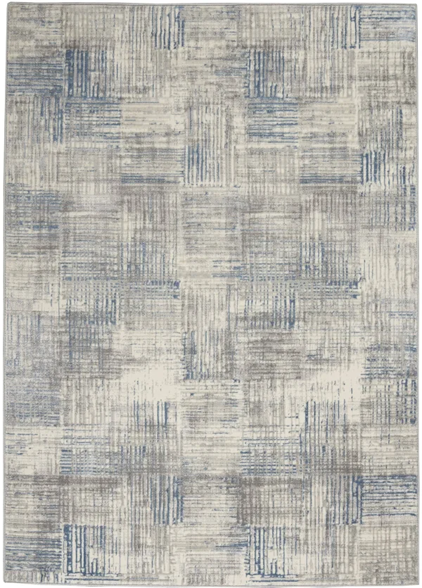 Nourison Solace SLA03 Area Rug, Ivory/Grey/Blue, 5&3x22 x 7&3x22