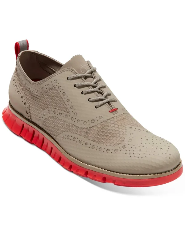Cole Haan Men's ZER谿RAND No Stitch Wingtip Oxfords - Vintage Khaki