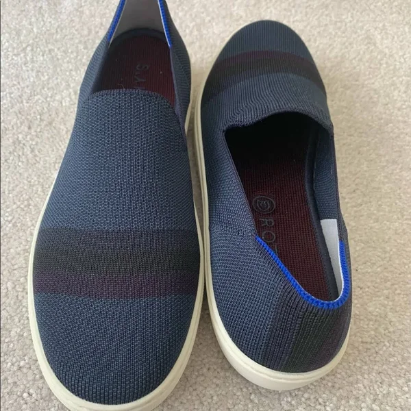 Rothy&s Navy Blue Slip-On Sneakers - Night Stripe, Size 9