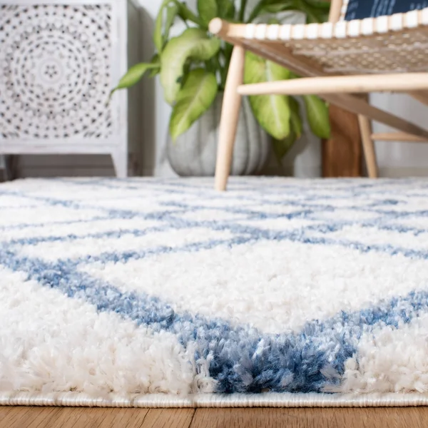 Safavieh Berber Shag Rug Collection BER214A - Cream - Grey - 8& x 8& Square