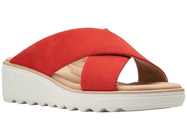 Clarks Jillian Gem Women's Shoes Red Suede : 9.5 D - Wide
