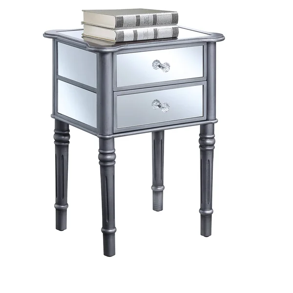 Gold Coast Mayfair End Table Antique Silver/Mirror - Breighton Home