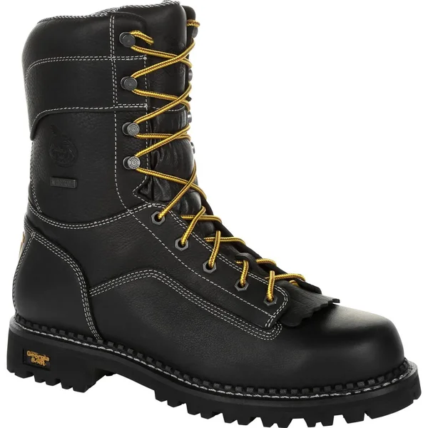 Georgia Boot Men's Amp LT Logger Low Heel Waterproof Work Boot, GB00271, Black