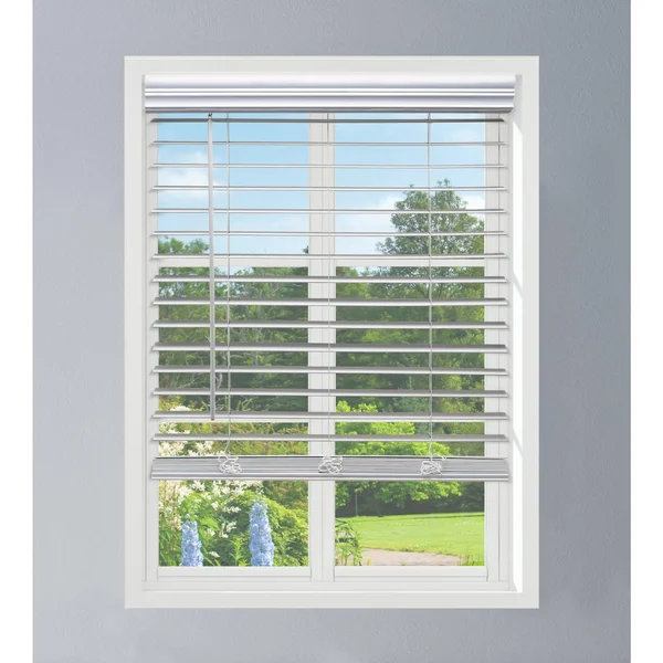 Linen Avenue Custom Cordless Faux Wood Blind White - 56 W x 72 H Flush Inside Mount