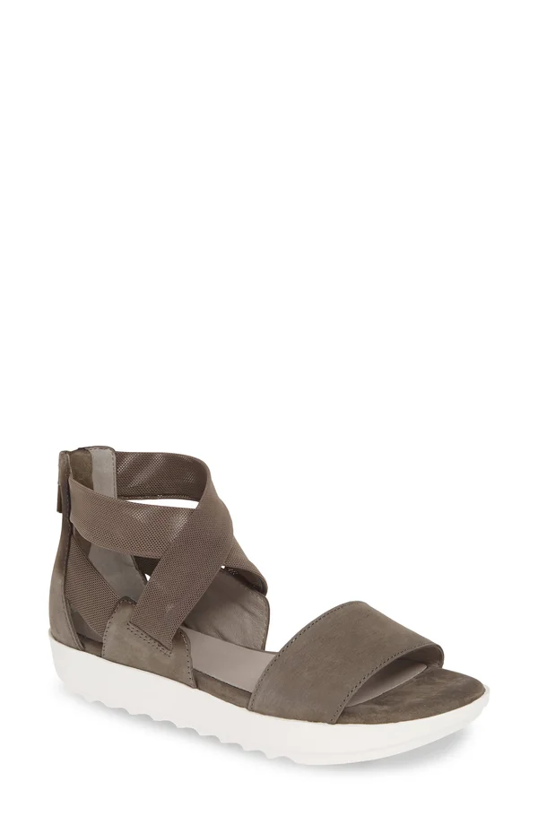 Eileen Fisher Kash Leather Sandal, 6.5, Grey