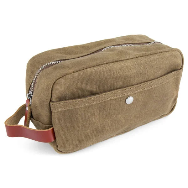 Khaki Bridge Waxed Canvas Washbag - Lucleon - Men