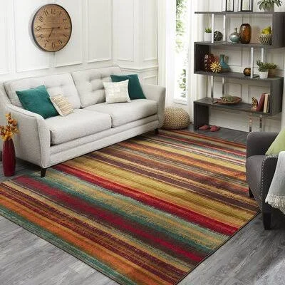 Red Barrel Studio Ayers Village Brown/Yellow Area Rug; 6& x 9&