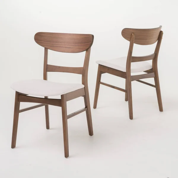 Kloss Curved Leg Rectangular 5-Piece Dining Set, Dark Grey/ Natural Walnut Finish, Gray