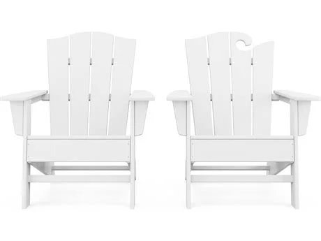 POLYWOOD Wave 2-Piece Adirondack Chair Set with The Crest Chair in Slate Grey