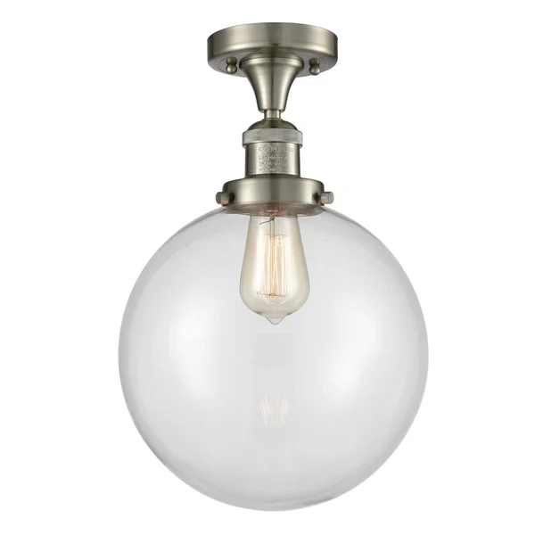 Innovations 517-1CH-SN-G202-10 Franklin Restoration X-Large Beacon 1 Light Semi-Flush Mount in Brushed Satin Nickel
