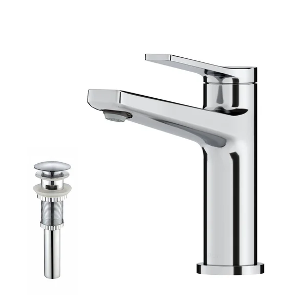 Kraus KBF-1401SFS-PU-11SN Indy Single Handle Bathroom Faucet and Matching Pop-Up Drain with Overflow in Spot Free Stainless Stee