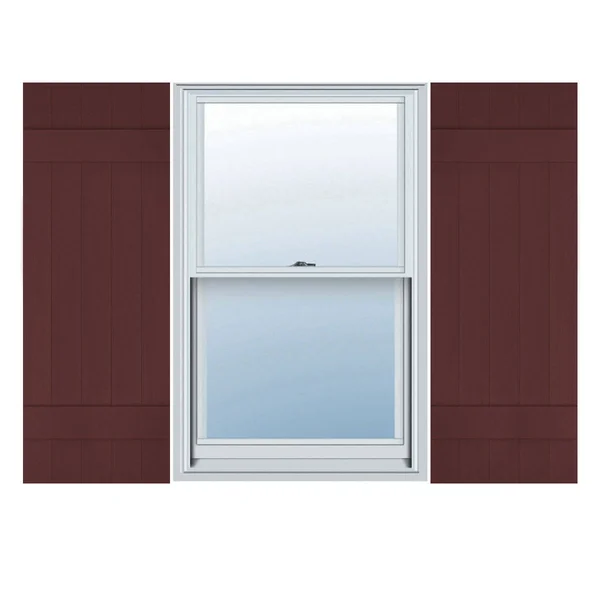 17 1/2 inchw x 48 inchh Lifetime Vinyl - Custom Five Board Joined (2 Batten), Board-n-Batten Shutters, w/Shutter-Loks (Per Pair)