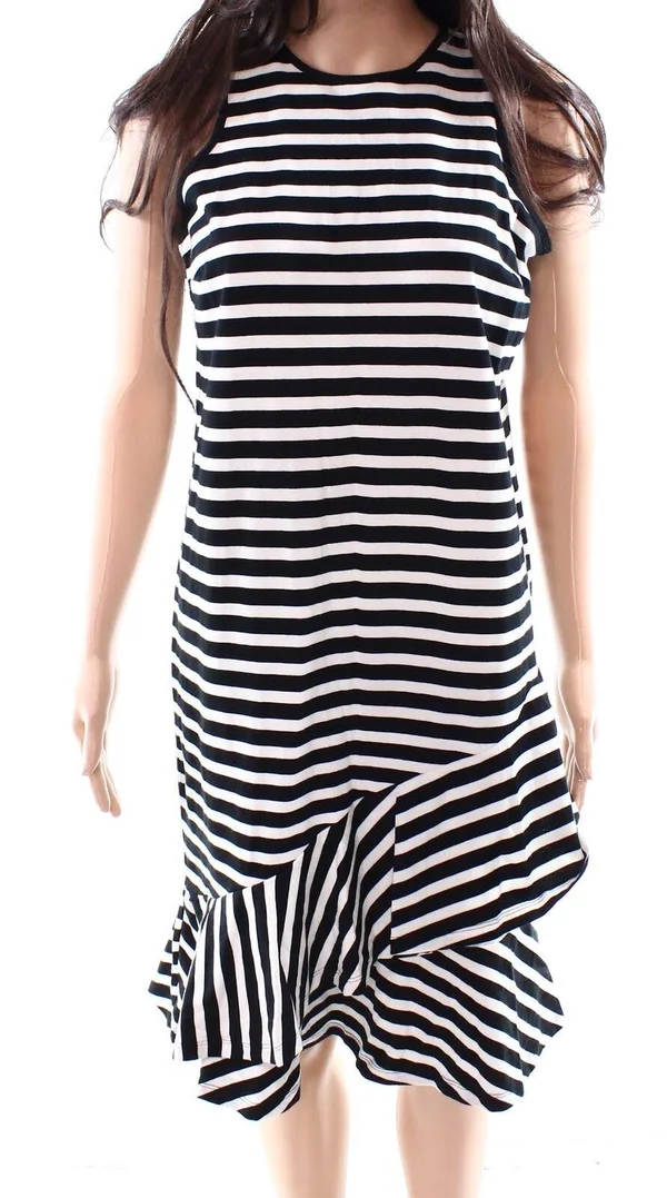 Lauren Ralph Lauren Women's Sleeveless Striped Cotton Dress (XXL - Black)