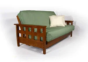 Lambton Warm Cherry Loveseat Wall Hugger Futon Set by Strata Furniture