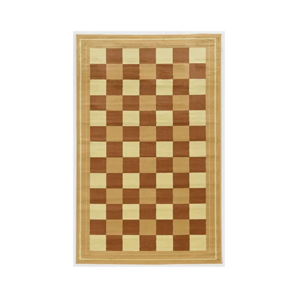 Linon Capri 4&3x22 x 7&3x22 Buffalo Check Rug in Beige