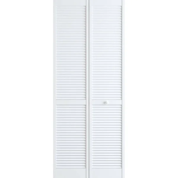 Veranda 30 in. x 80 in. Louver Pine White Interior Closet Bi-Fold Door