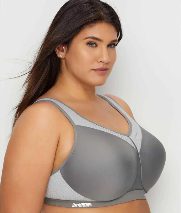 Glamorise High Impact Underwire Sports Bra 34H Gray - Brayola