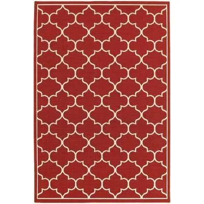 Abd黮hamid Geometric Tomato Red Indoor, Outdoor Area Rug Winston Porter Rug Size: Rectangle 8&6x22 x 13&