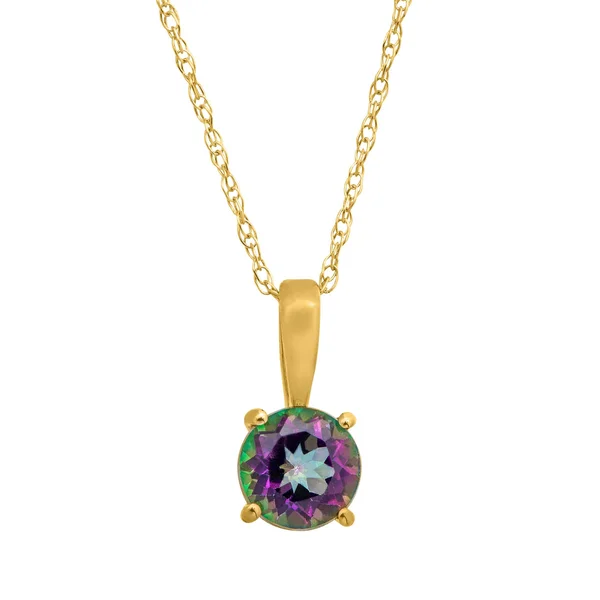 1/2 ct Natural Green Mystic Topaz Pendant Necklace in 10kt Yellow Gold - 41cm