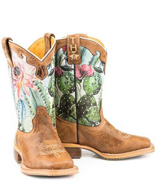 Tin Haul Boots Boys Tin Haul Kids Cactilicious Raised to Be Sharp 7in Boot 9 Brown - Girl's
