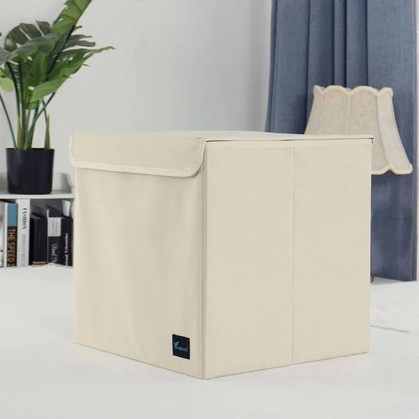 Piccocasa Storage Bin with Lid, Storage Cube Basket for Home Organizer, Collapsible Closet Bin Containers for Shelves, 13x13.6x13