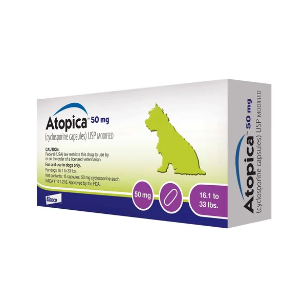 Atopica 50 mg for Dogs, 15 Capsules