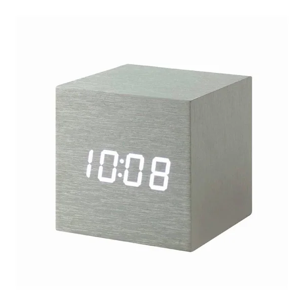 Gingko Aluminium Cube Click Clock with White LED