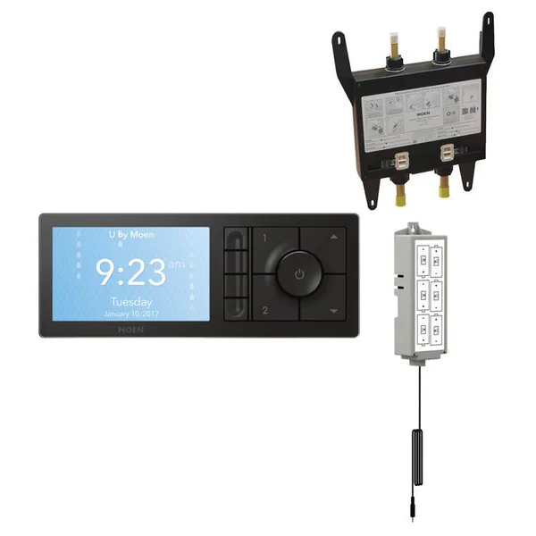 Moen TS3302BL-KIT-BATTERY U by Moen 2-Outlet Smart Shower System Controller w/ Rough-In Valve - Battery, Matte Black