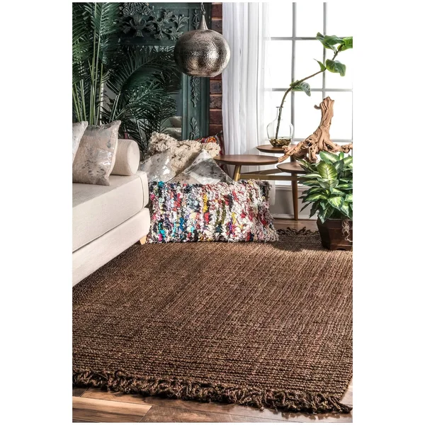 nuLOOM Chunky Loop Jute Chocolate 6& x 9& Area Rug
