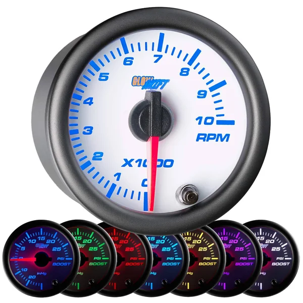 GlowShift White 7 Color Tachometer Gauge