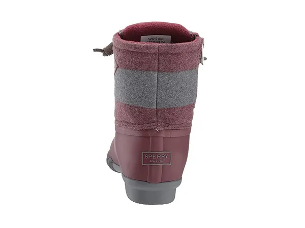 Sperry Saltwater Varsity Stripe Wool (Wine/Grey) Women's Rain Boots