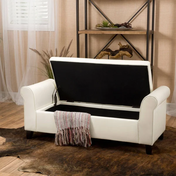 Best Selling Home Martin Faux Leather Bedroom Bench with Storage Brown