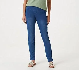 Women with Control Reg Prime Stretch Denim Pant w/ Back Pockets - Size Small, midwash