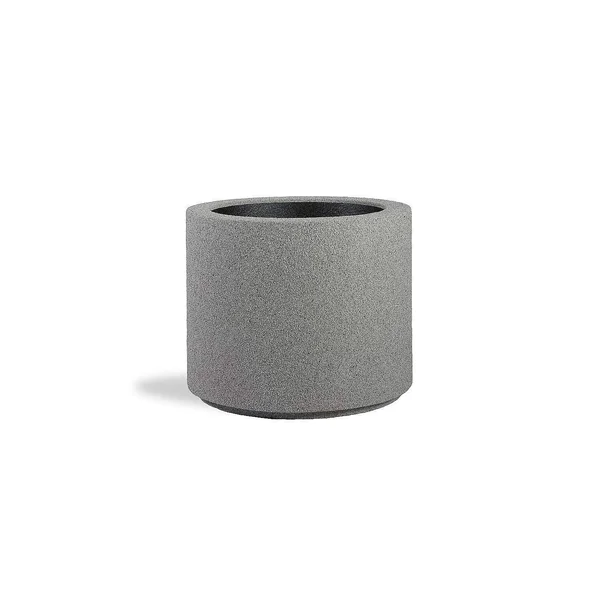 Polystone Planters Baja Round 23 in. x 19 in. Gray Granite Composite Planter