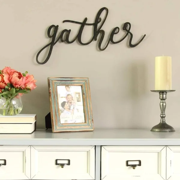 Gather Metal Script Wall Decor Black 20x22 x 10x22, Aluminum
