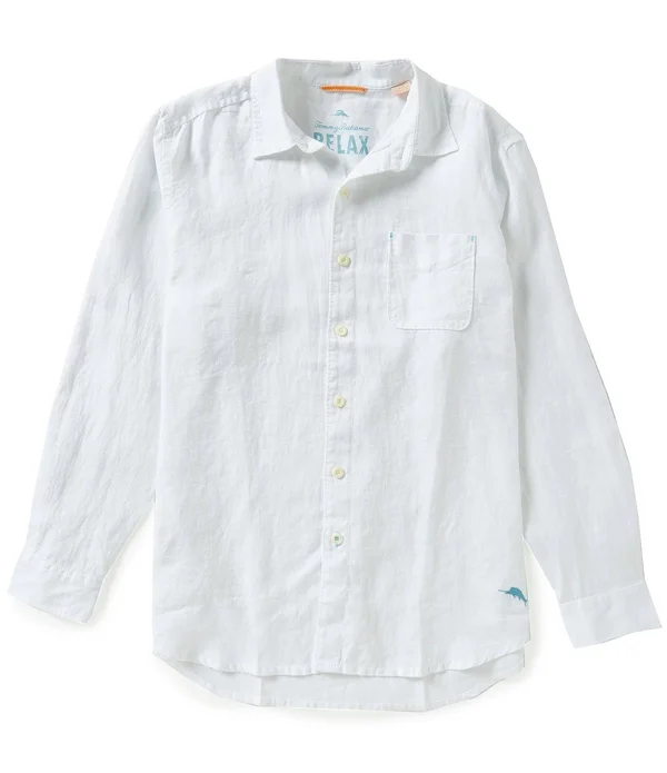 Tommy Bahama Sea Glass Breezer Linen Long Sleeve Shirt - White