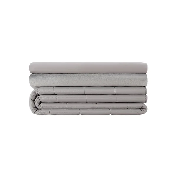 Weighted Blanket & Cover Bundle Sets Light Grey, Full, 12 lbs-Luna